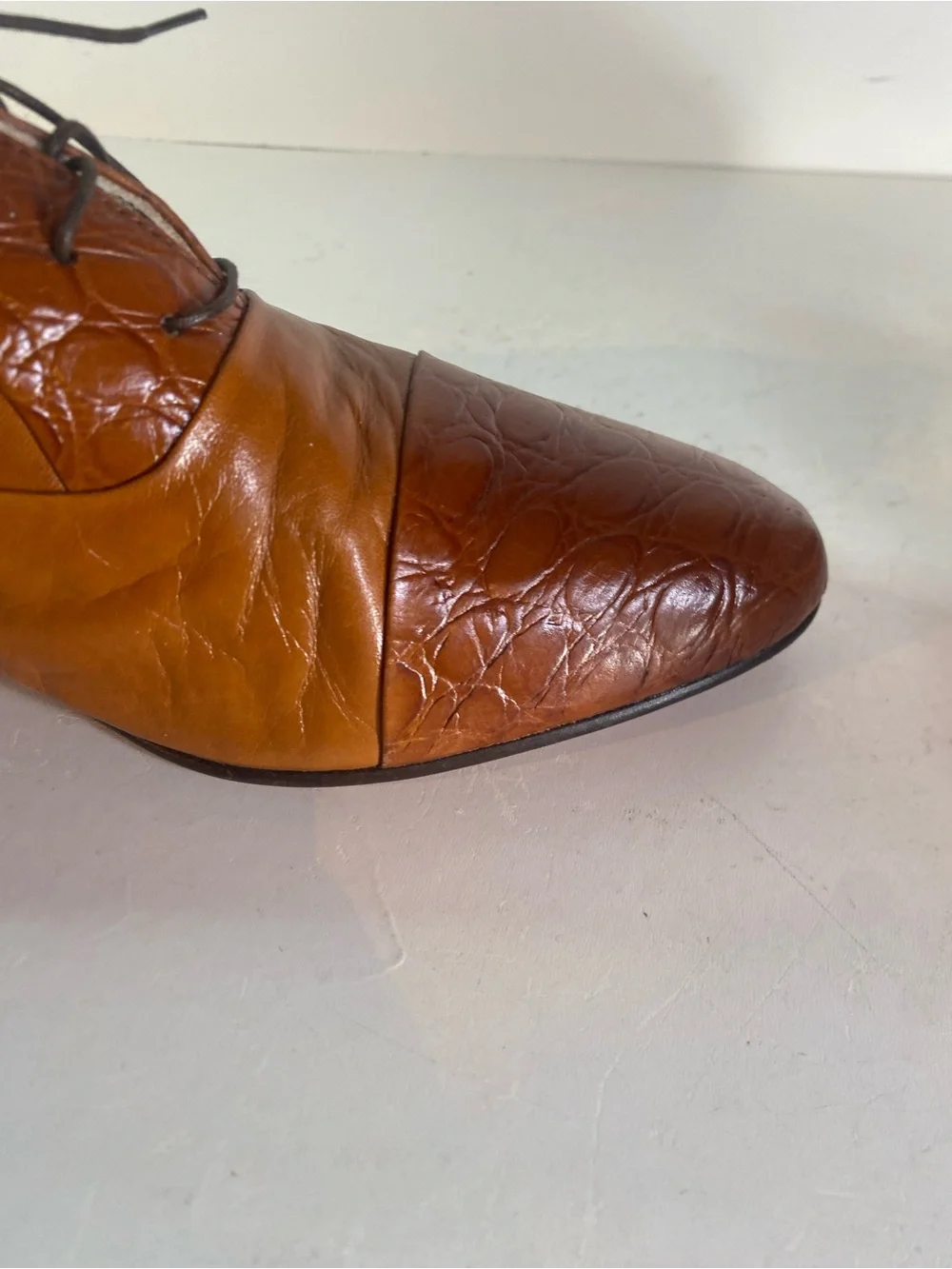 Vintage Carlo Morandi Genuine Eel Skin Lace Up Dress Shoes Italy Size 10.5
